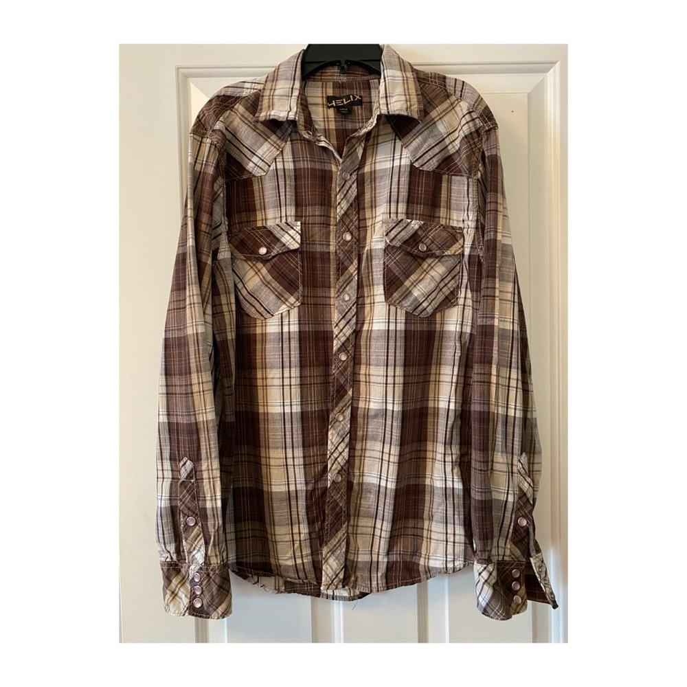Men’s Brown Plaid Casual Shirt